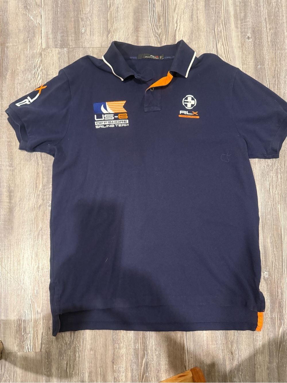 Ralph Lauren Navy Polo with Orange Accent and Sailing Patches - Picture 3 of 6